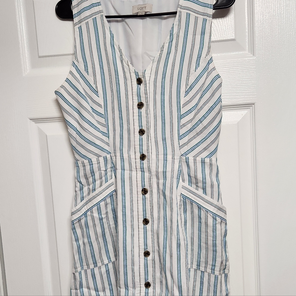 Loft Blue and White Striped Dress